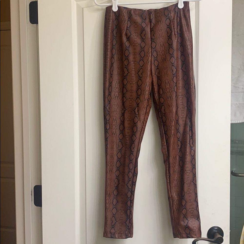 COPY - Princess Polly Brown Snakeskin Leather pants